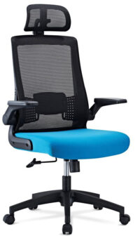 Jet High back swivel & tilt chair +Adjustable Headrest +Swing up Arms +Adjustable back support - Mesh fabric –Back Black-Seat Black / Red