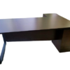 New York Exec L Desk 2m with 3 Drawers & under desk CPU Cabinet with wiring channel on L Extension - Dark Mahogany - Thumbnail Image 1
