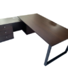 New York Exec L Desk 2m with 3 Drawers & under desk CPU Cabinet with wiring channel on L Extension - Dark Mahogany - Thumbnail Image 3